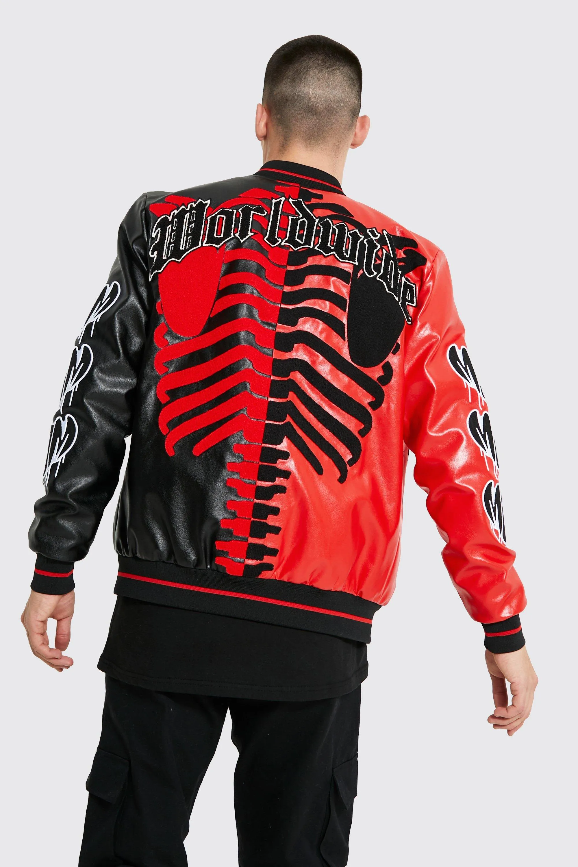 Spliced Skeleton And Heart Varsity Bomber