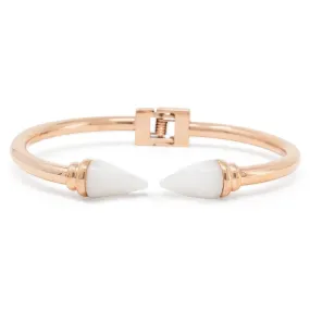 Stainless Steel Open Bangle White Rose Gold Plated