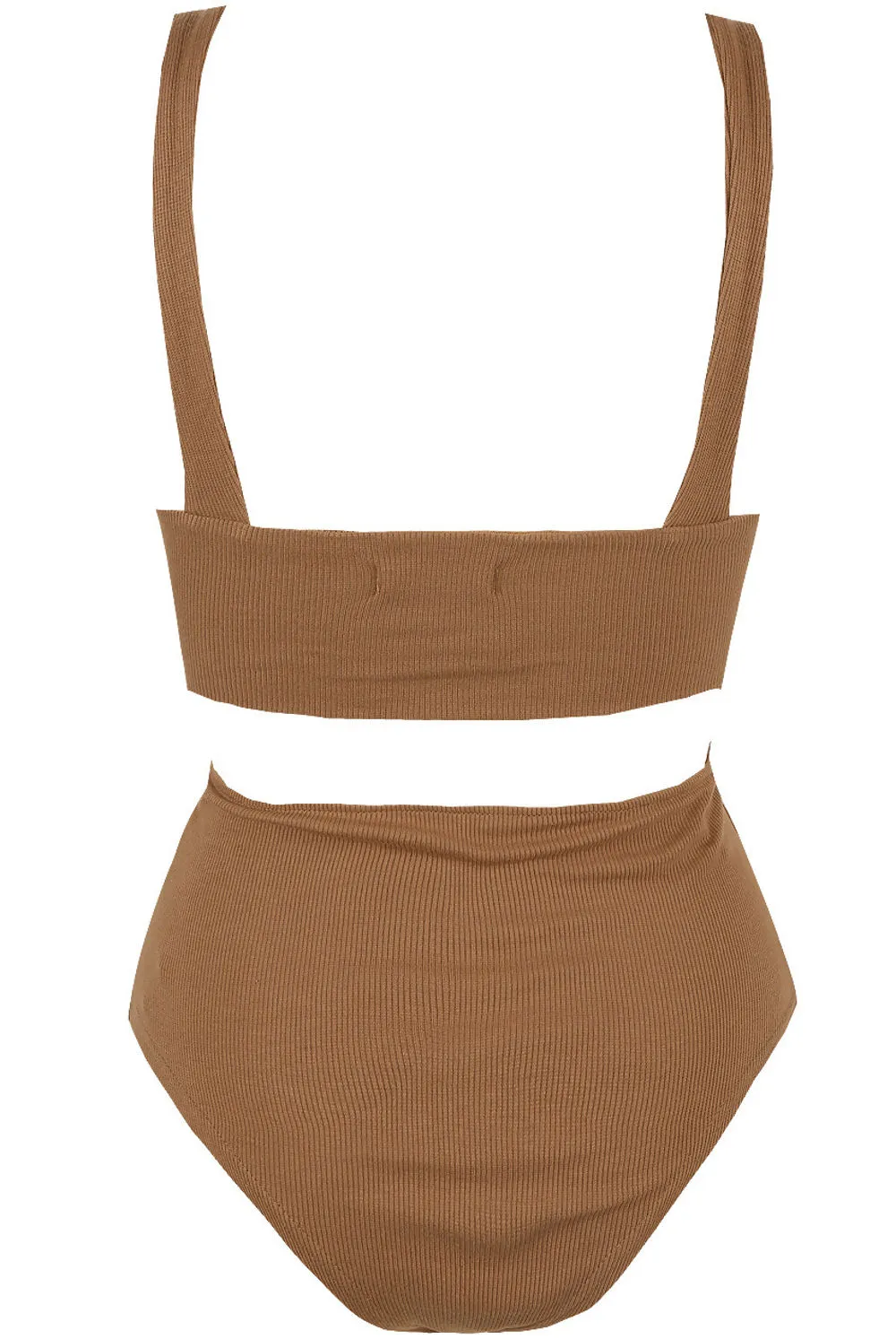 Taupe Cut Out Key Hole Ribbed Bodysuit