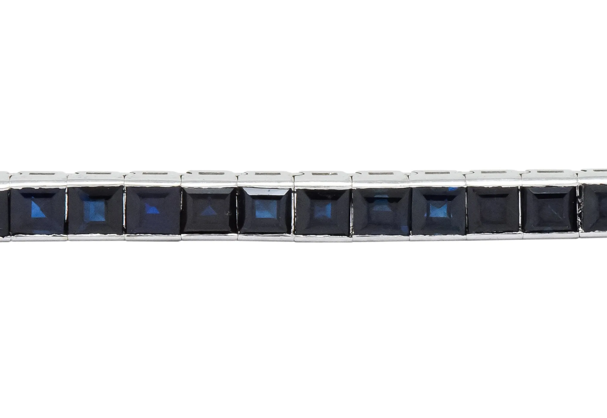 Vintage 9.15 CTW Sapphire 18 Karat White Gold Line Bracelet