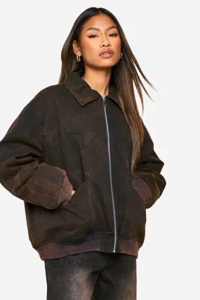 Vintage Washed Look Bomber Jacket