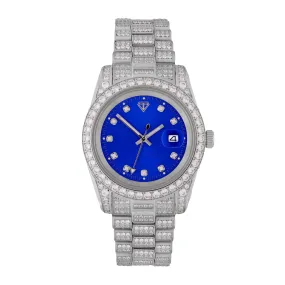 White Gold Boss Blue Dial FULL CZ Watch