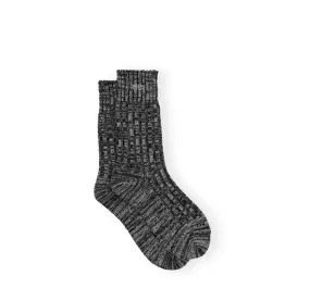 WINTER MELANGE RIBBED SOCKS EBONY - GANNI