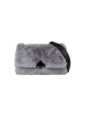 Women s Chain Strap Fur Pochette Gray 271542