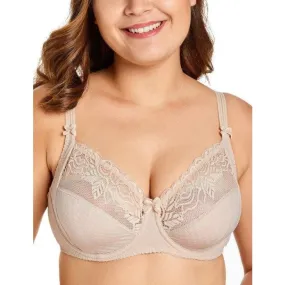 Women's Beige Color Full Cup Support Non-Padded Smooth Lace Bra