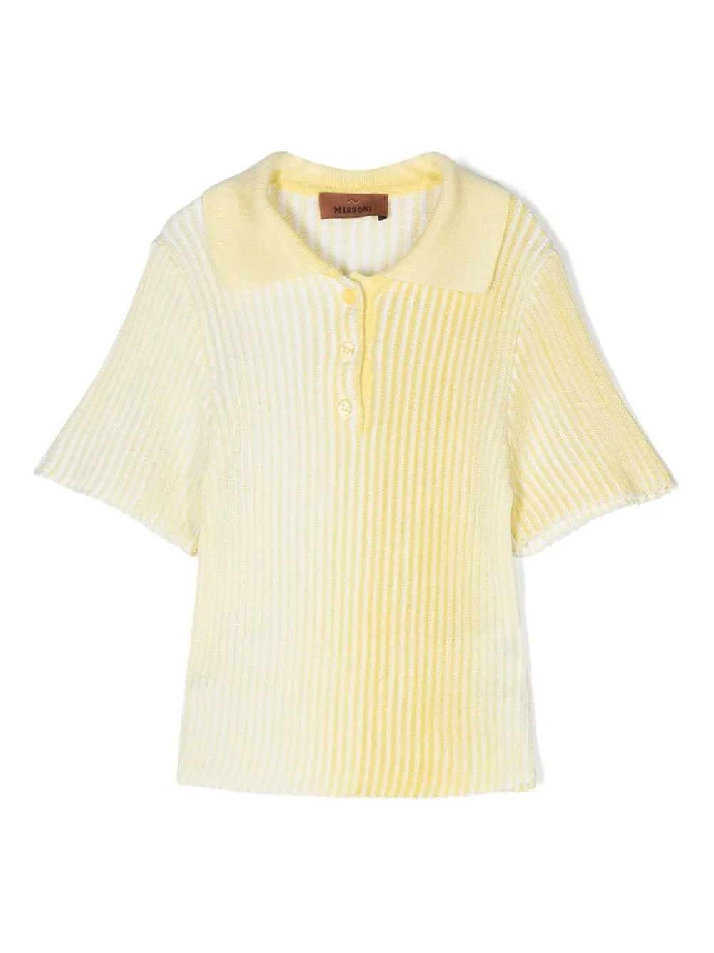 Yellow Ribbed Knitted Polo Shirt