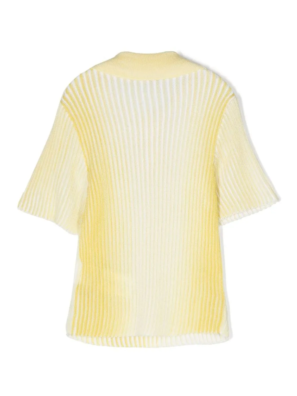 Yellow Ribbed Knitted Polo Shirt