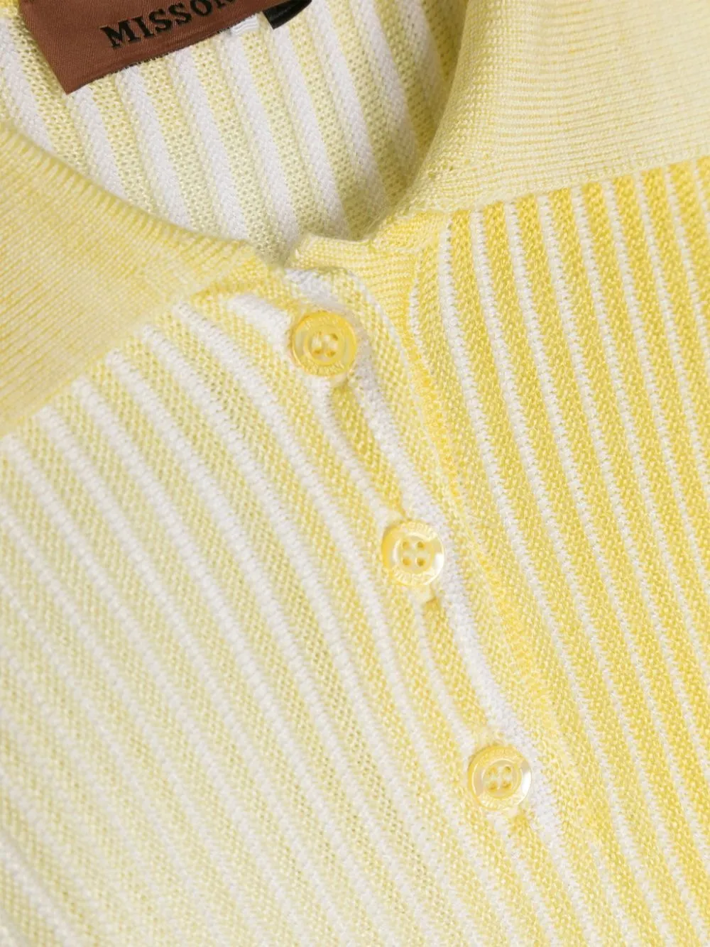 Yellow Ribbed Knitted Polo Shirt